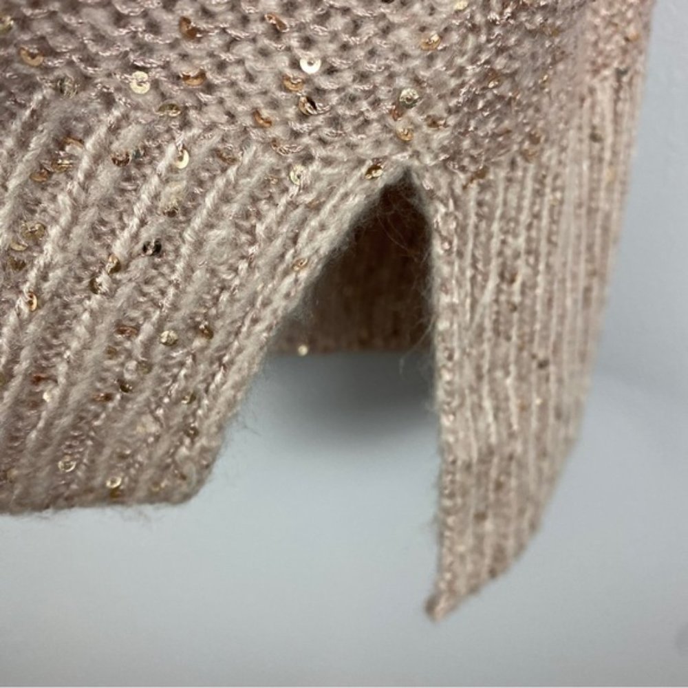 NYDJ Sequin Oversized Ntral Sweater XS Cream Pink Cameo - Picture 5 of 13